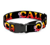 Plastic Martingale Collar CALI Tropical Black/Multi Color WIDE-Medium 16-23"