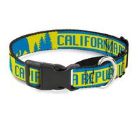Plastic Martingale Collar CALIFORNIA REPUBLIC/Bear/Stars Silhouette Yellow/Blue