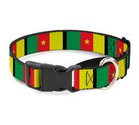 Plastic Martingale Collar Cameroon Flags WIDE-Medium 16-23"