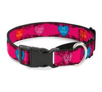 Plastic Martingale Collar Candy Hearts WIDE-Large 18-32"