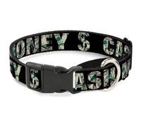 Plastic Martingale Collar CASH MONEY $ Black/Dollars Medium 11-17"