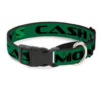 Plastic Martingale Collar CASH MONEY $ Green/Black Large 15-26"