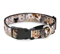 Plastic Martingale Collar Cat Faces Stacked WIDE-Small 13-18"