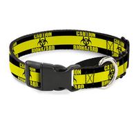 Plastic Martingale Collar CAUTION BIOHAZARD Black/Yellow WIDE-Small 13-18"