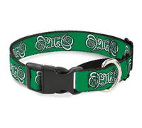 Plastic Martingale Collar Celtic Knot2 Greens/Black/White Large 15-26"