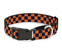 Plastic Martingale Collar Checker Orange/Dark Blue Small 9-15"