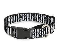 Plastic Martingale Collar Cherries Scattered/Vertical Stripe White/Black/Grays L