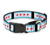 Plastic Martingale Collar Chicago Flags/Black Small 9-15"