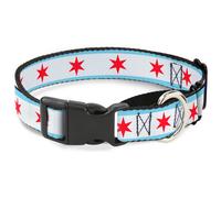 Plastic Martingale Collar Chicago Flags Medium 11-17"