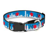 Plastic Martingale Collar Chicago Skyline/Flag Distressed Black/White/Red Small
