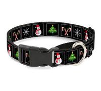Plastic Martingale Collar Christmas Blocks Black/White/Multi Color Large 15-26"