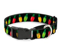 Plastic Martingale Collar Christmas Lights Black/Multi Color WIDE-Small 13-18"