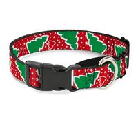 Plastic Martingale Collar Christmas Trees/Stars Red/White/Green WIDE-Small 13-18