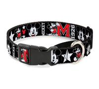 Plastic Martingale Collar Classic Mickey Mouse 1928 Collage Black/White/Red WIDE