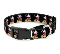 Plastic Martingale Collar Classic Mickey Mouse Pose Black WIDE-Medium 16-23"