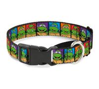 Plastic Martingale Collar Classic TMNT Face Blocks Black/Multi Color Medium 11-1