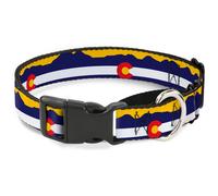 Plastic Martingale Collar Colorado Flag/Mountain Silhouette Yellow WIDE-Large 18