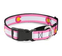 Plastic Martingale Collar Colorado Flags5 Repeat Light Pink/White/Pink/Yellow Sm
