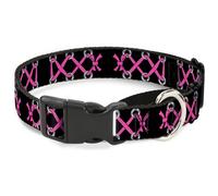 Plastic Martingale Collar Corset Lace Up Black/Fuchsia WIDE-Small 13-18"