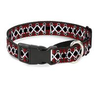 Plastic Martingale Collar Corset Lace Up Red Plaid/Black WIDE-Small 13-18"