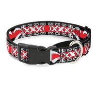 Plastic Martingale Collar Corset Lace Up w/Bow Black/Red WIDE-Small 13-18"