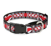 Plastic Martingale Collar Corset Lace Up w/Bow Red Plaid/Red WIDE-Medium 16-23"