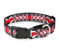 Plastic Martingale Collar Corset Lace Up w/Bow Red Plaid/Red WIDE-Small 13-18"