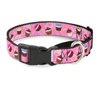 Plastic Martingale Collar Cupcake Swirls Pink/Multi Color WIDE-Medium 16-23"