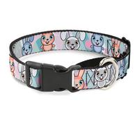 Plastic Martingale Collar Cute Bunnies Multi Pastel Medium 11-17"