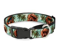 Plastic Martingale Collar Dachshund in Shades w/Palm Trees WIDE-Medium 16-23"