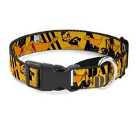Plastic Martingale Collar DAFFY DUCK w/Poses Yellow/Black WIDE-Small 13-18"