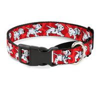 Plastic Martingale Collar Dalmatians Running/Paws Reds/White/Black WIDE-Large 18