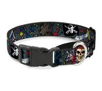 Plastic Martingale Collar Dead Men Tell No Tales Gray WIDE-Small 13-18"