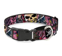 Plastic Martingale Collar Dead Men Tell No Tales Pink WIDE-Small 13-18"
