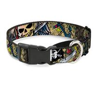 Plastic Martingale Collar Dead Men Tell No Tales Tan WIDE-Small 13-18"