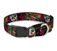 Plastic Martingale Collar Death Before Dishonor CLOSE-UP Black WIDE-Large 18-32"