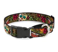Plastic Martingale Collar Death Before Dishonor Olive Small 9-15"