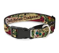 Plastic Martingale Collar Death Before Dishonor Tan WIDE-Large 18-32"