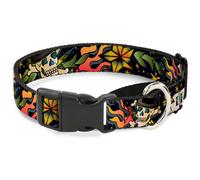 Plastic Martingale Collar Death or Glory Black Large 15-26"