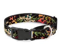 Plastic Martingale Collar Death or Glory CLOSE-UP Black WIDE-Small 13-18"