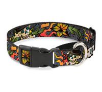 Plastic Martingale Collar Death or Glory Gray WIDE-Small 13-18"