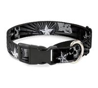 Plastic Martingale Collar Die Hard Skulls & Stars1 Black/Grays Medium 11-17"