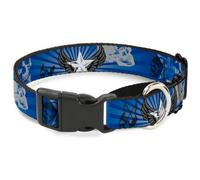 Plastic Martingale Collar Die Hard Skulls & Stars1 Blue/Grays WIDE-Medium 16-23"
