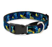 Plastic Martingale Collar Dory Poses/Swirls Blues/Yellows Medium 11-17"