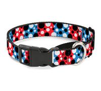 Plastic Martingale Collar Dot Blocks Blue/Red/Black/White WIDE-Large 18-32"