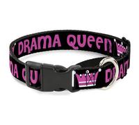 Plastic Martingale Collar DRAMA QUEEN Black/Fuchsia WIDE-Medium 16-23"