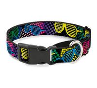 Plastic Martingale Collar Eighties Shades Black/Neon WIDE-Medium 16-23"