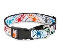 Plastic Martingale Collar Falling Stars White/Multi Color WIDE-Large 18-32"