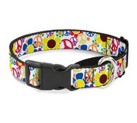 Plastic Martingale Collar Flower Peace Power WIDE-Medium 16-23"