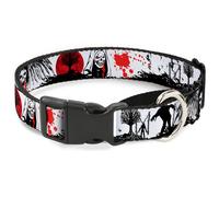 Plastic Martingale Collar Fright Night White/Black/Red Medium 11-17"